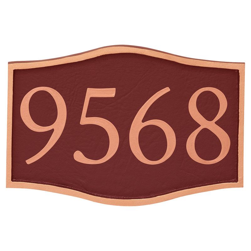 Plaque d’adresse murale sur 1 ligne serif, Cuivre, Rouge