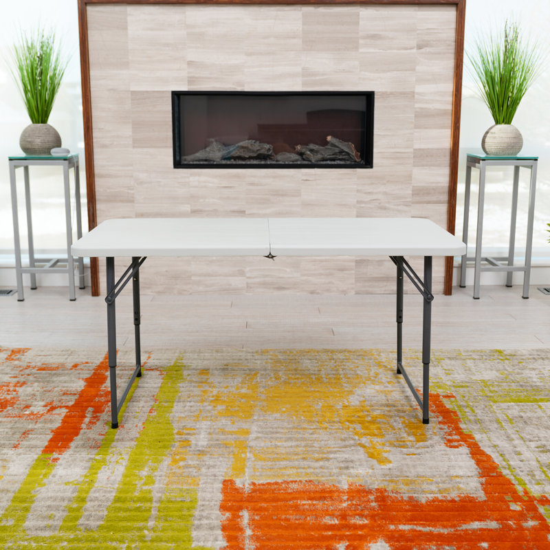 Gray Metal Frame Adjustable Height Folding Utility Table