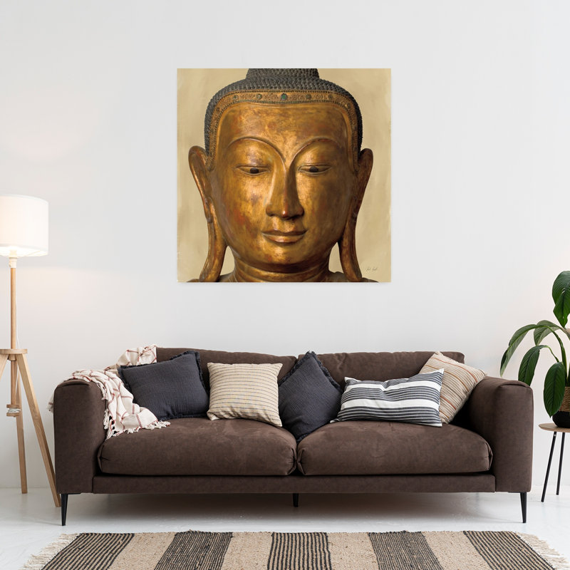 Bouddha doré, art abstrait contemporain, H 36 po x l 36 po