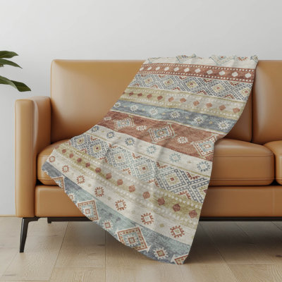 Addison Machine Washable Sherpa Tribal Throw Blanket