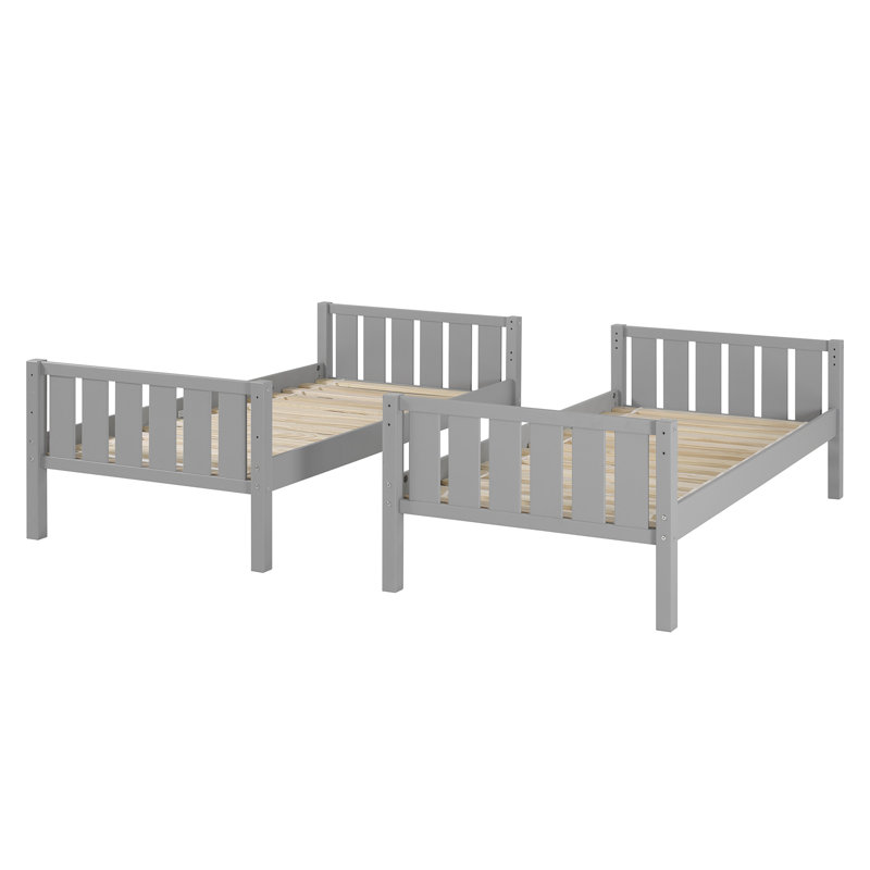 Calhan Kids Twin Over Twin Bunk Bed, Gray