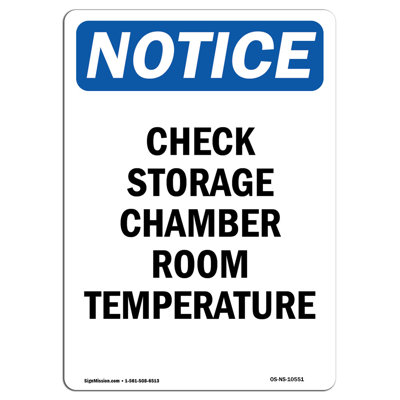 Check Storage Chamber Room Temperature Sign