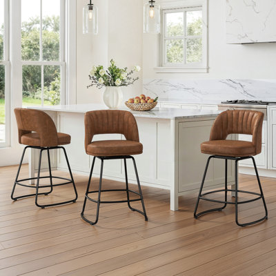 26''H Swivel Barstools With Metal Legs