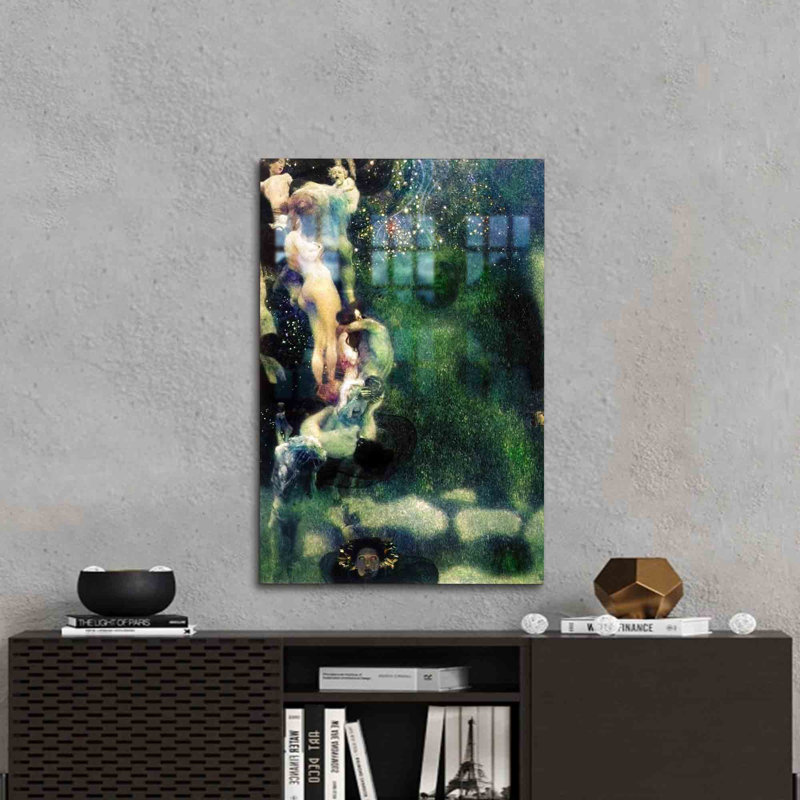 Superbe art mural en verre inspiré de la philosophie de Gustav Klimt, idéal pour ajouter une touche unique à n'importe quelle pièce de votre maison | Rectangle
