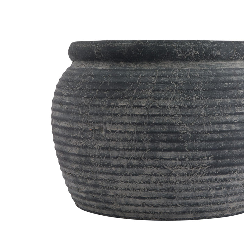 Marina Handmade Ceramic Planter, 20cm H x 28cm W x 28cm D, Grey
