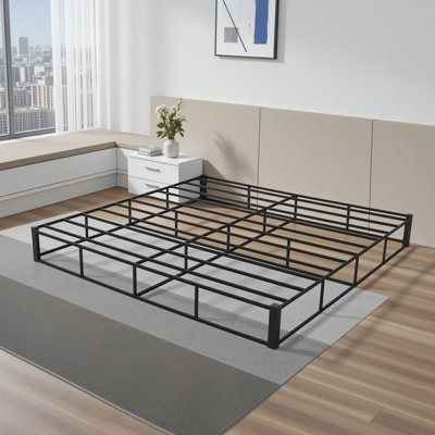 Box Spring, King Size Bed Frame with Washable Fabric Cloth, Heavy Duty Metal Frame for King Bed, 9.1 in Mattress Foundation, 3500 lbs Max Weight Capacity, Easy Assembly, 79.1 x 75.8 x 9.1 in