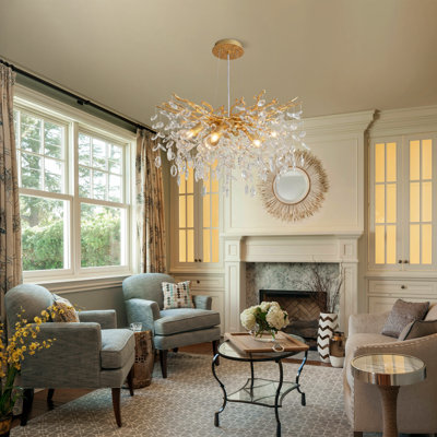 Abe 24" 9 - Light Dimmable Modern Tree Branch Crystal Chandelier For Dining Room
