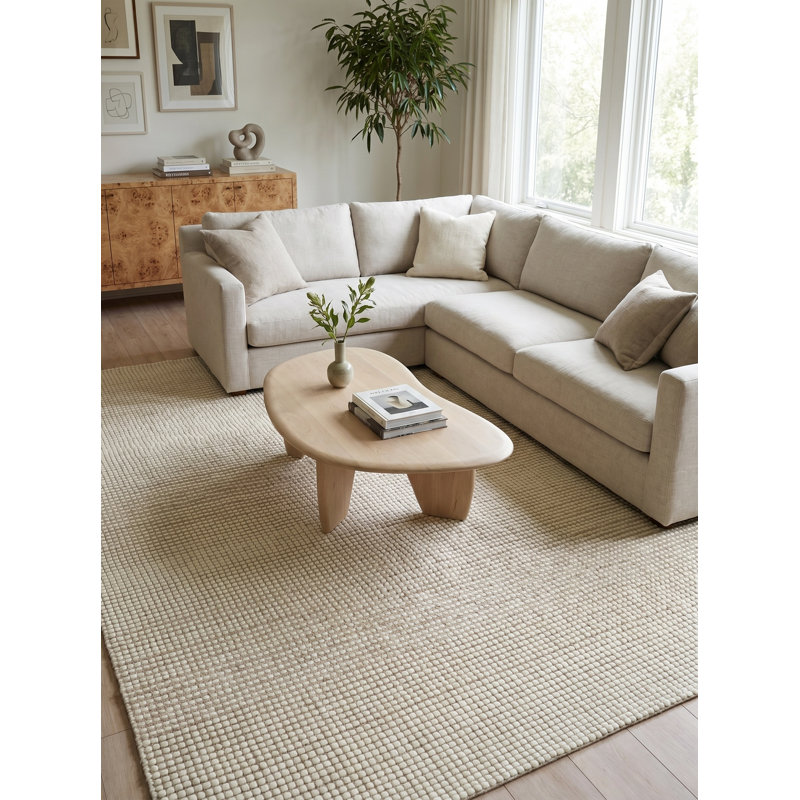 Metrix Hand Tufted New Zealand Wool Light Beige/Ivory Area Rug, 14'X18'