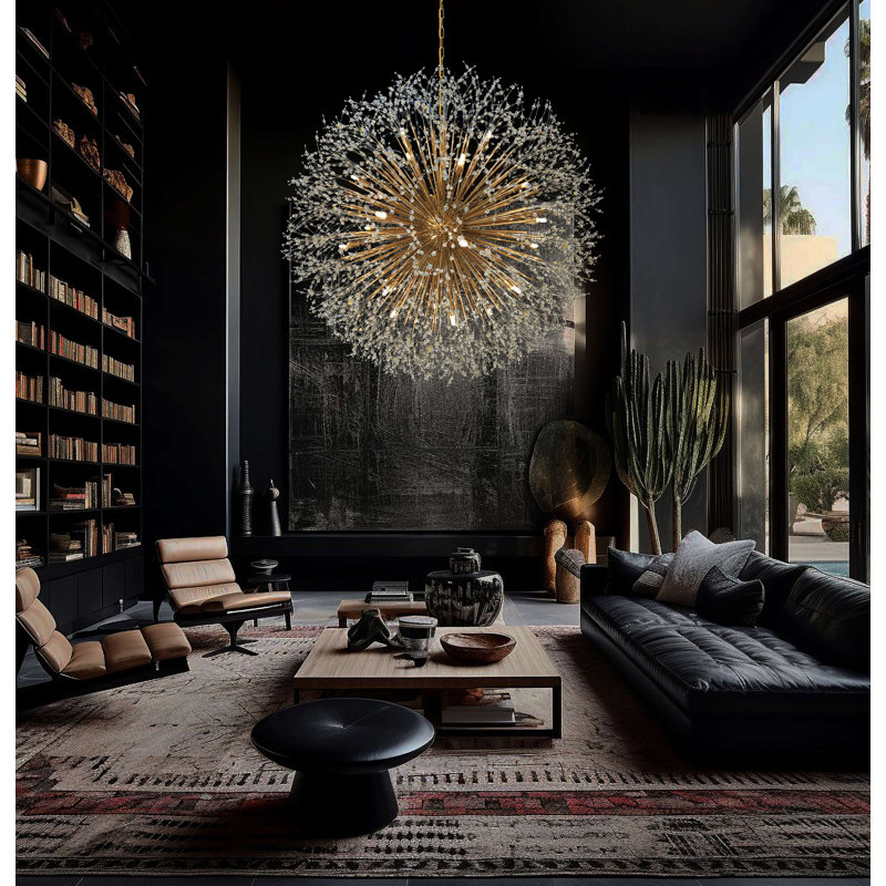 Lustre en cristal Luxe Starburst, Doré, 47", 24 lumières