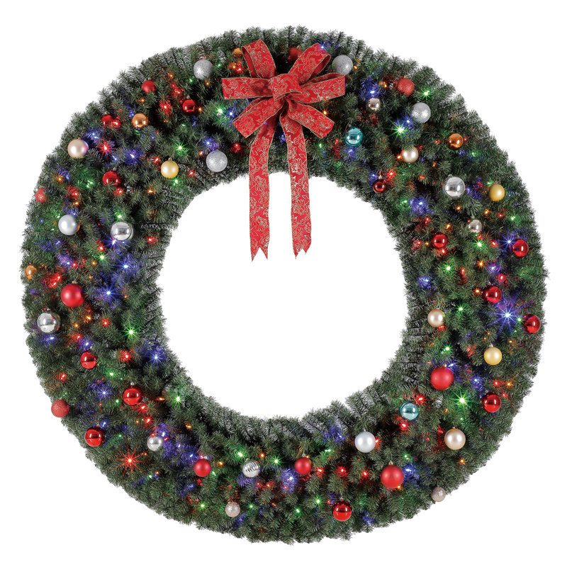 Faux Lighted 72'' Wreath