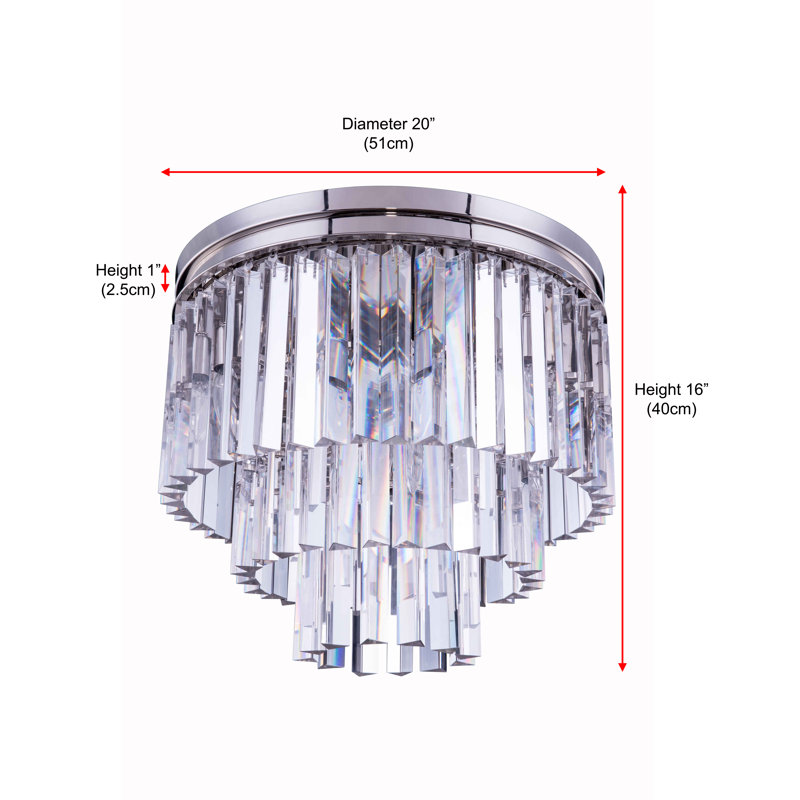 Plafonnier encastré 9 lumières 20 po Yazmin, Nickel poli