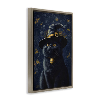 Cadre flottant Mystical Blue Witch Cat, design par Arlington Prints