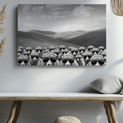 Canvas In A Whimsical Rural Landscape A Large Congregation Of Fluffy Wall Art Meticulously Groomed Sheep Fills The Foreground Each Canvas Wall Art