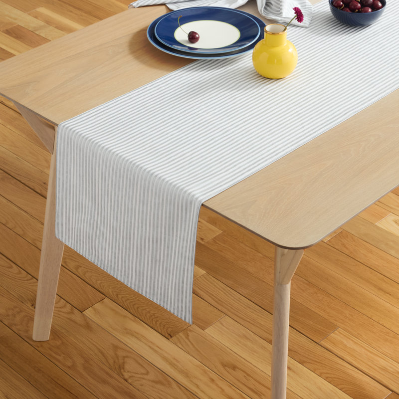 Striped Table Runnner, Silver/White