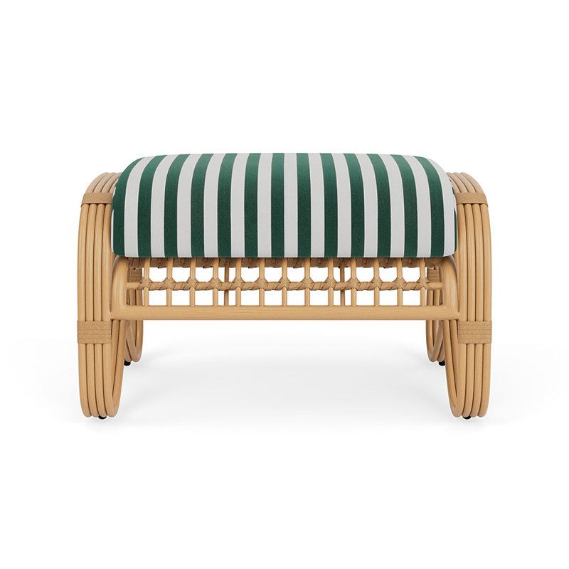 Riviera Outdoor Ottoman, Safari/White Stripe