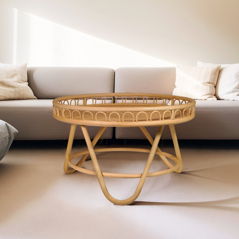 Rattan Coffee Table, 19.3"H x 31.9"L x 31.9"W