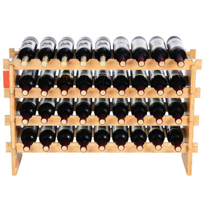 36 Stackable Wine Rack, 4 Wood, Suitable For 90% Of Bottle Sizes, Smooth And Secure Rack 36 Bottles, Made Natural , Stable Resilient