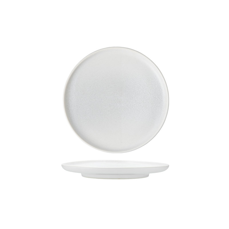 Assiette plate en grès de 10,75 po Cloud Grey, Blanc thermique