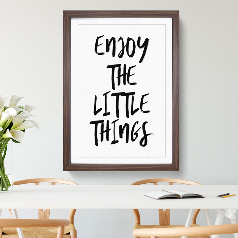 Enjoy the Little Things - Picture Frame Typography, 36cm H x 27cm W x 2cm D, Walnut