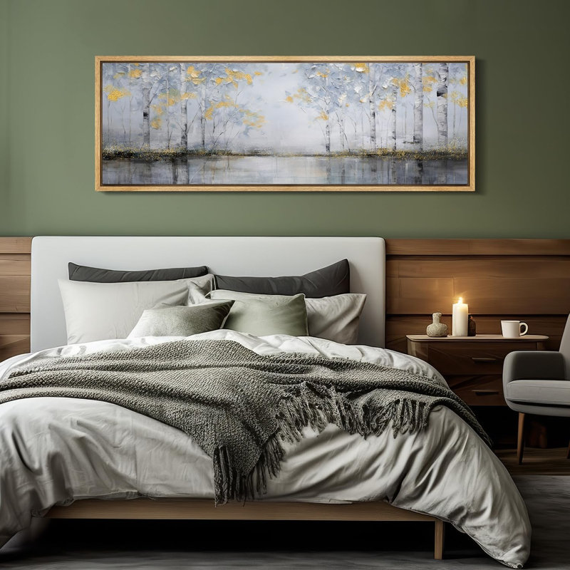 Aspen Birch Winter Birch Trees Silver and Gold Nature Landscape, reproduction d'art sur toile, H 20 po x l 60 po, Naturel