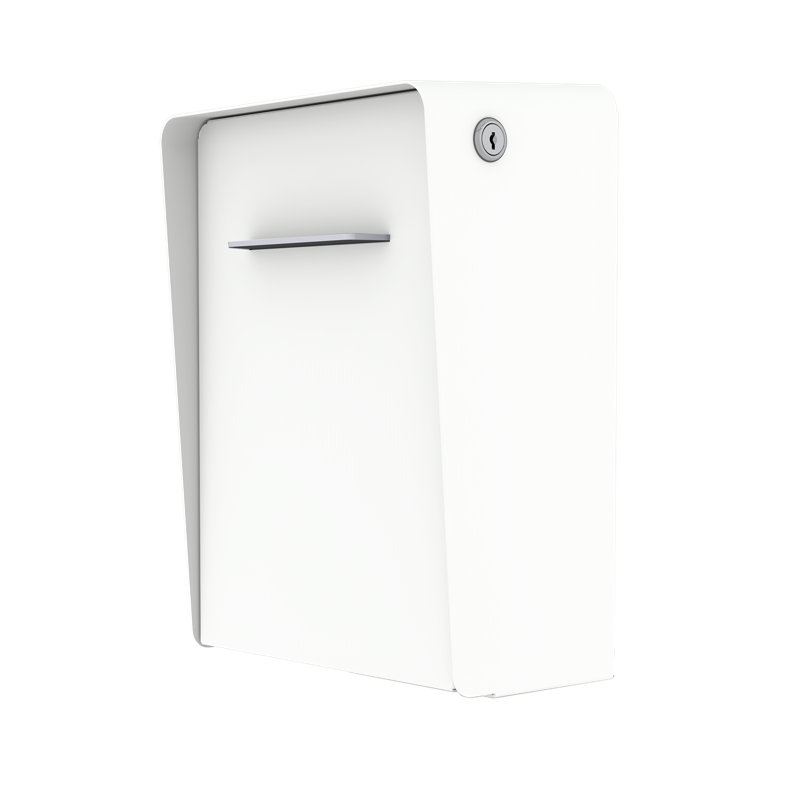 Modern Locking Wall Mounted Mailbox, Satin White