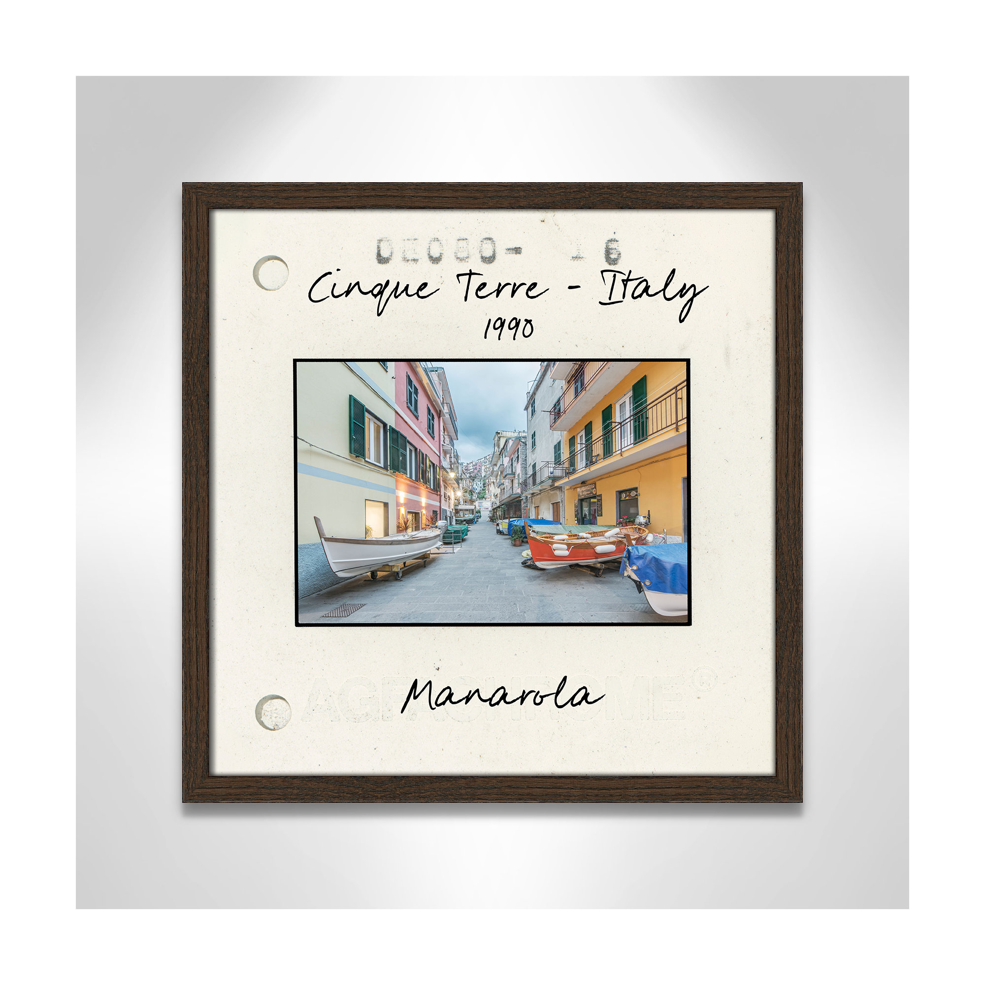Cinque Terre, Italy - Manarola Print by Danita Delmont, Walnut Single Picture Framed Paper, 17" H x 17" W x 0.75" D