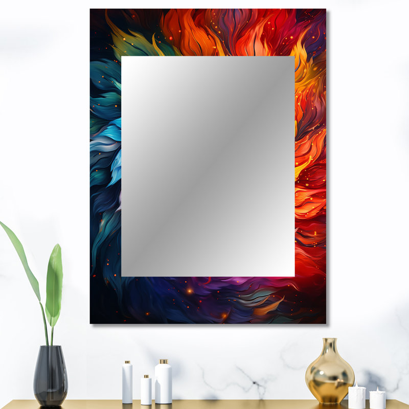 Fractal colorfulFloral Spiral II - Fractal Decorative Wall Mirror, Modern Mirror, Printed Metal Art, 40" x 30"