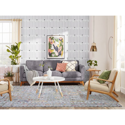 Tapis en laine noué à la main 6 pi 1 po x 9 pi gris Angora Oushak