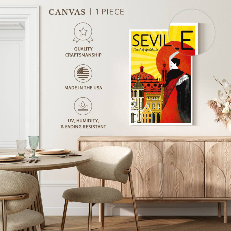 Séville perle d'Andalousie, affiche rétro, H 30 po x l 20 po