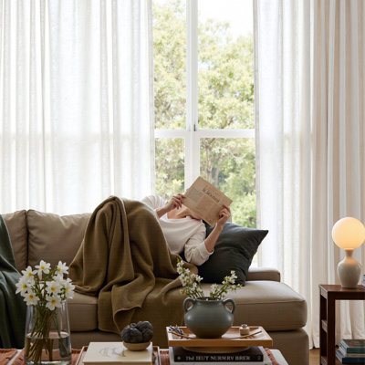 Linen Blend Extra Wide Curtain for Living Room, Rustic Farmhouse Light Filtering Room Divider, Single Panel for Bedroom Windows