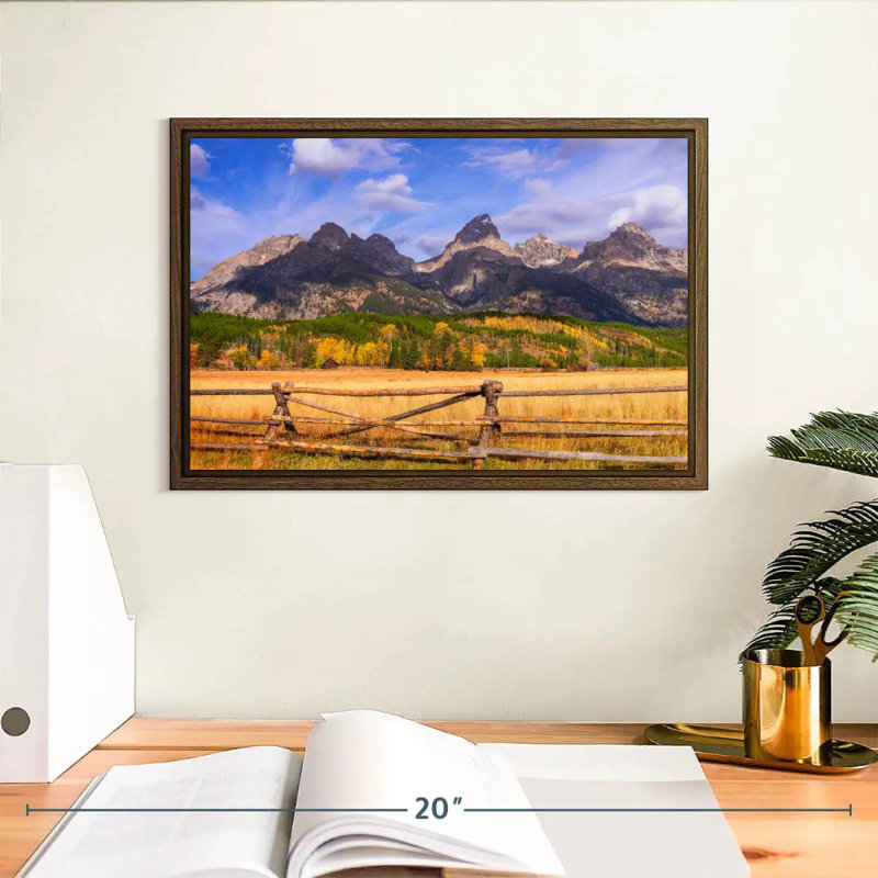 Grand Teton Scenery, 13" X 9", Floating Frame Walnut