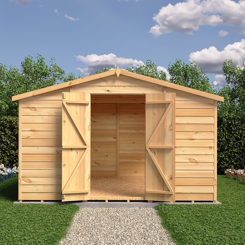 Garden Value 10 ft. W x 10 ft. D Overlap Apex Wooden Shed, No