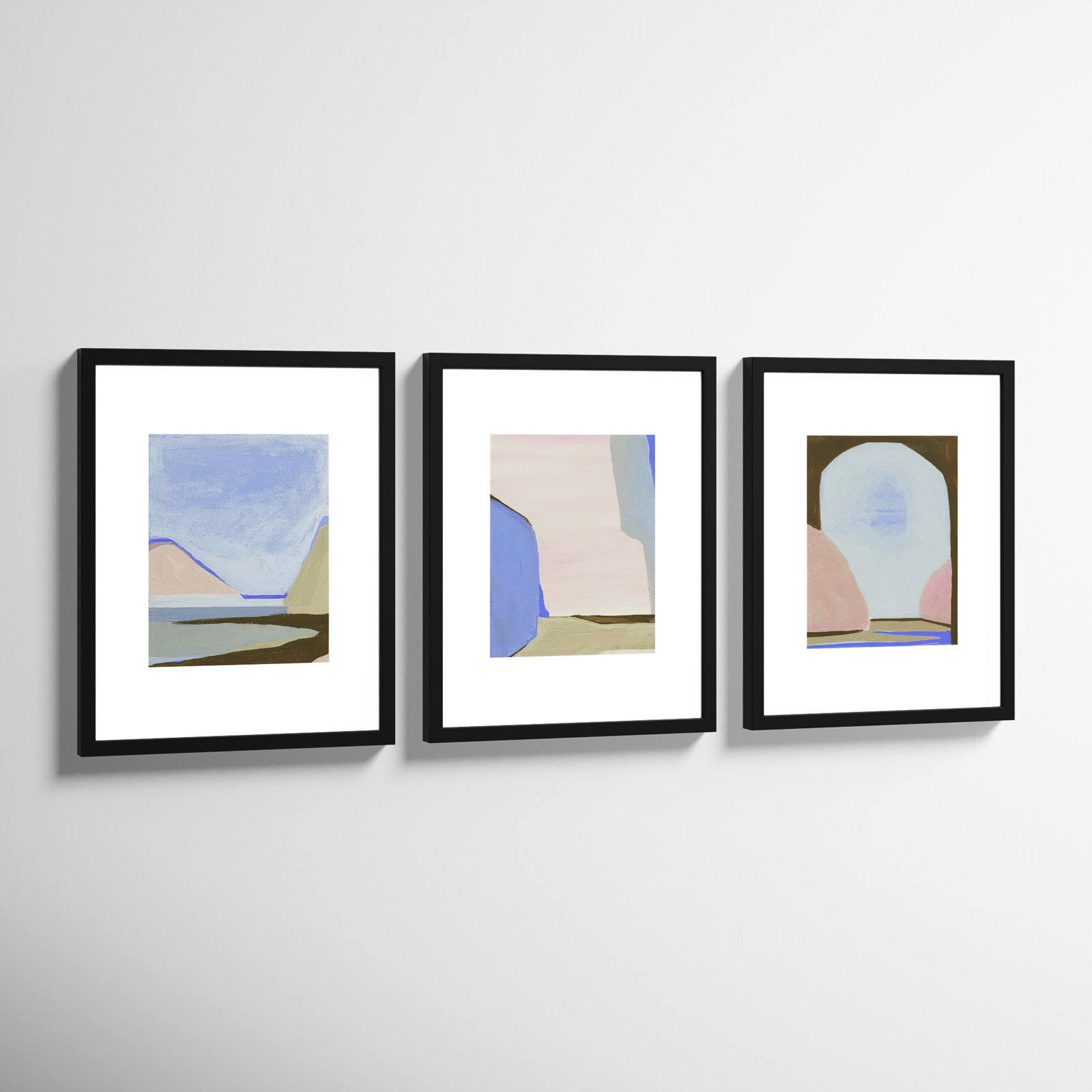 Morning Sky 3-Piece Painting Set, Black Framed, 20" H x 16" W