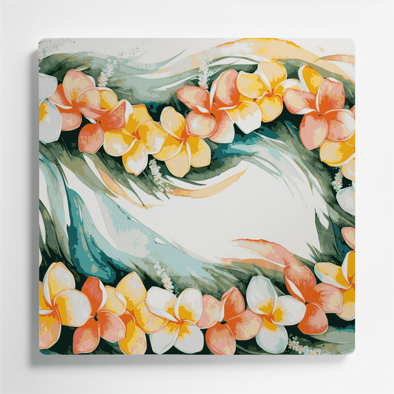 Art mural hawaïen Plumeria, H 12 po x l 12 po