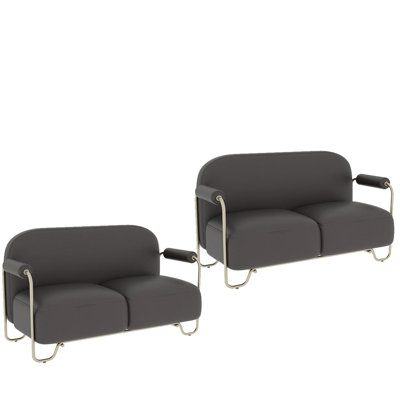 Faux Leather Double Sofa Bench Set Of 2 Faux Leather Upholstered Bench
