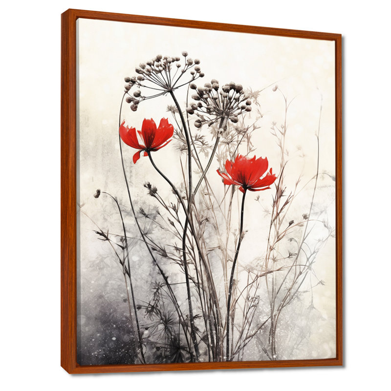 Red Grey Herb Garden I On Canvas Print, 40" H x 30" W, Brown, Floater Framed Print