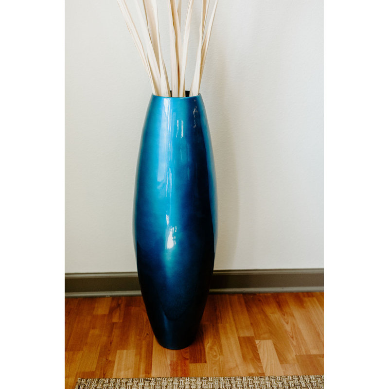 Vase de plancher en bambou Kolo, Noir mat, H 27 po x l 9 po x P 9 po