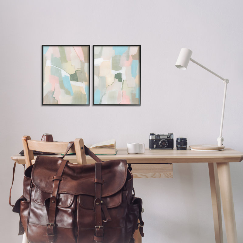 «Patchy Mute Pastel Abstract», ensemble de 2 giclées encadrées par Grace Popp, Giclée encadrée noir minuit, H 14 po x l 11 po