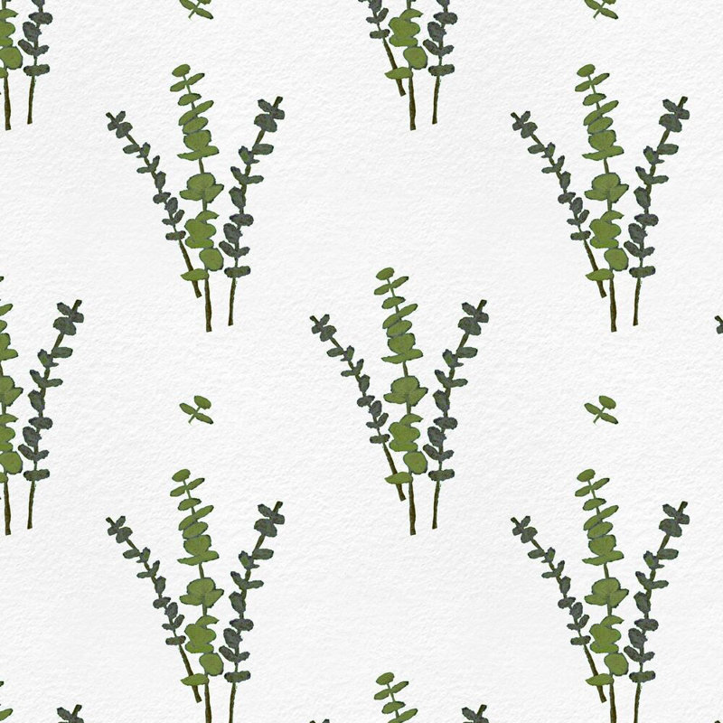 Eucalyptus Square Pillow Cover & Insert, White/Olive Greens Floral, 22"H x 22"W