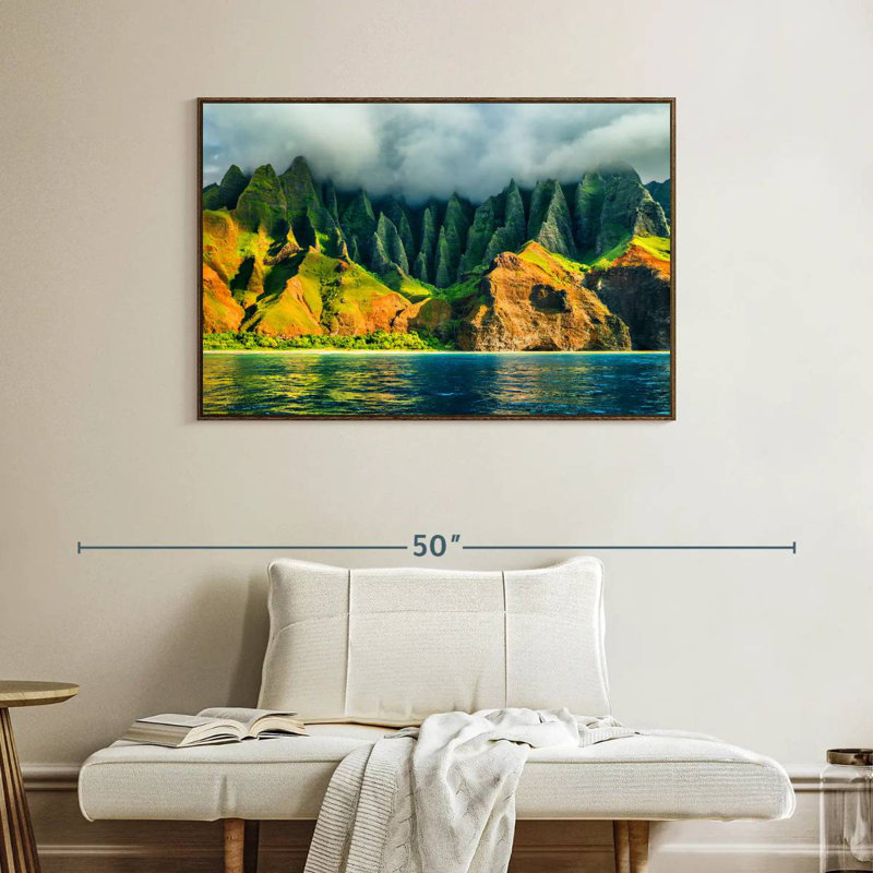 Côte de Na Pali, Cadre flottant noyer, 40 po x 27 po