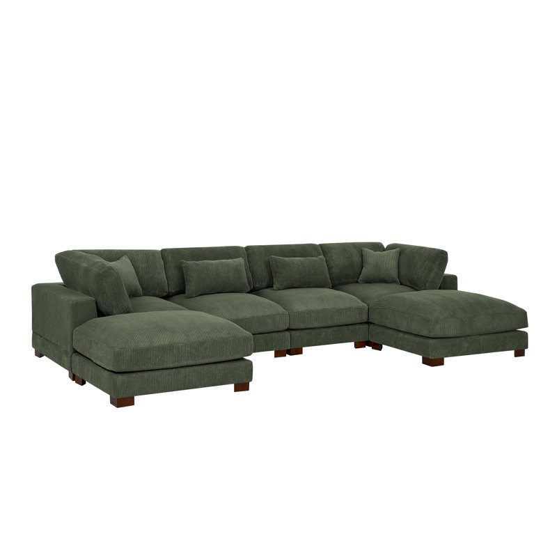 Andreco Corduroy U-Shaped Sectional Reversible, Hunter Green Corduroy