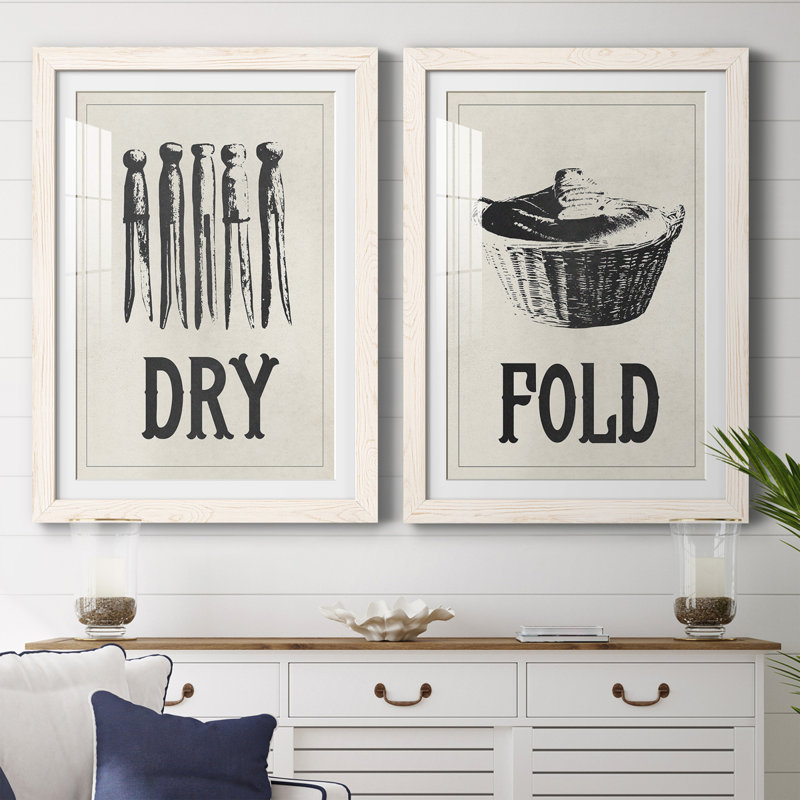 Cadre rétro Vintage Laundry II de qualité supérieure - prêt à accrocher, H 24 po x l 20 po x P 1 po, Blanc