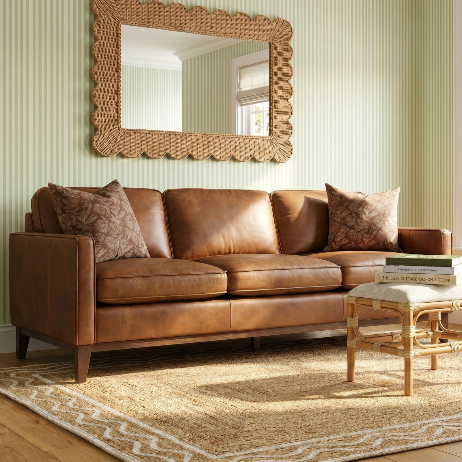 Cascades 85'' Upholstered Sofa, Gravel Genuine Leather