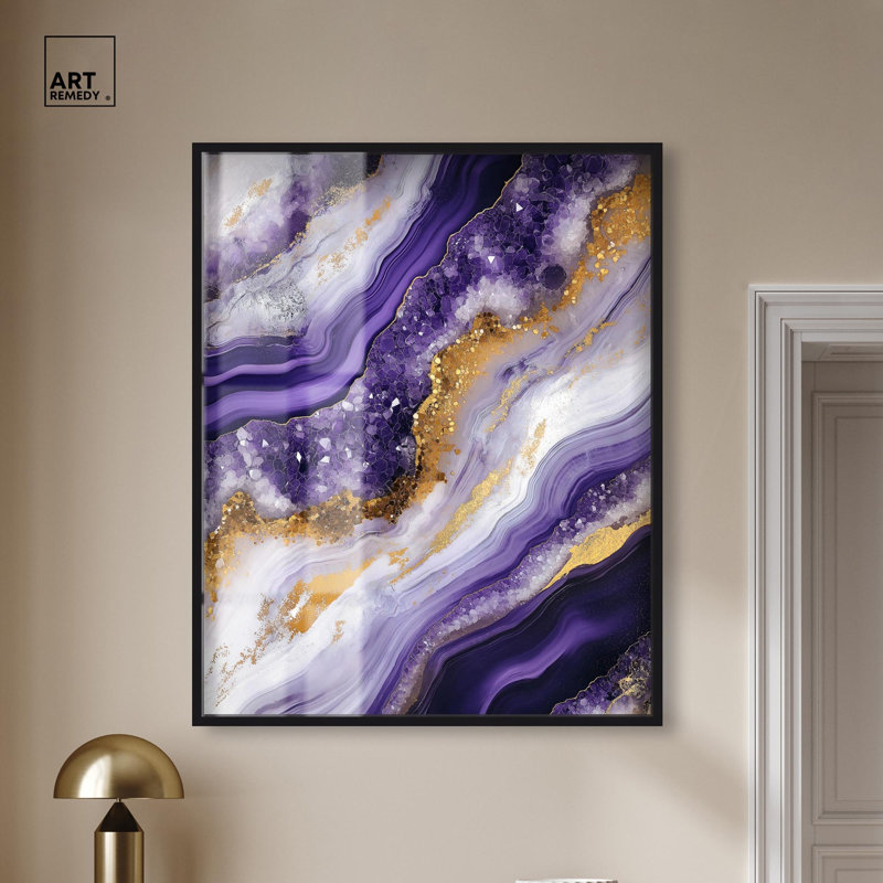 «Gemstone Labyrinth I Shadowbox Print» par Art Remedy, H 46 po x l 37 po, Noir