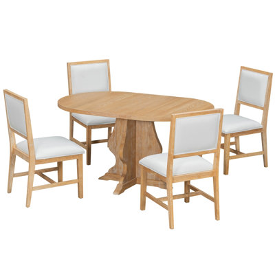 Table de salle à manger en bois extensible avec rallonge de 15,7 po pour sièges supplémentaires