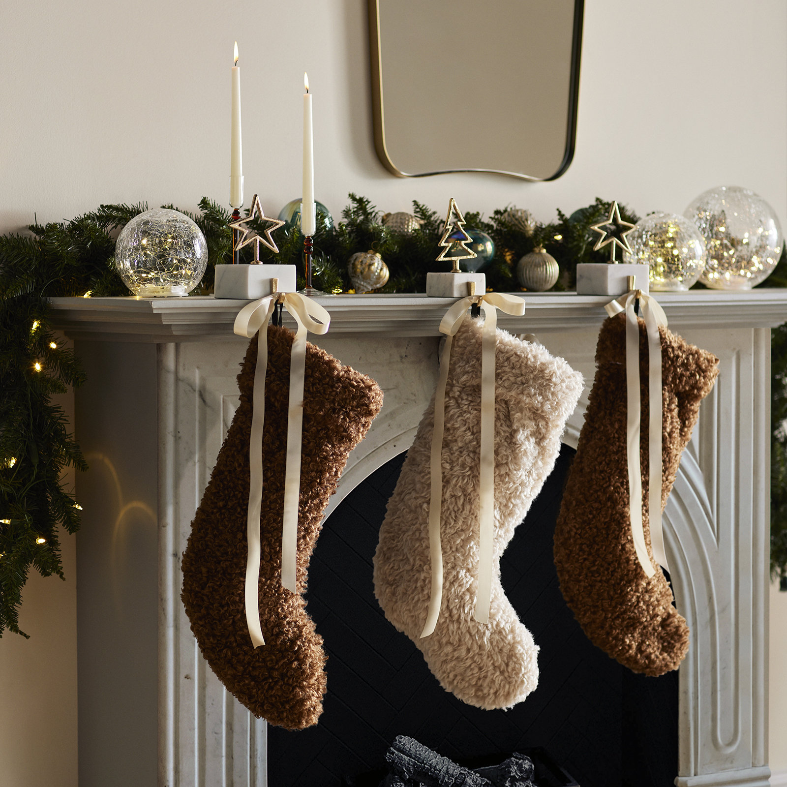 Sherpa Fabric Stocking, Brown