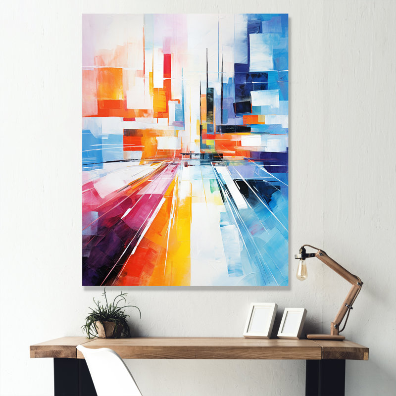Coloré cubisme 24H Le Man Race Track VI - Art mural, H 20 po x l 12 po x P 1 po, Cadre flottant doré