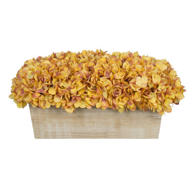 Synthetic Fabric White Hydrangea Arrangement in Planter