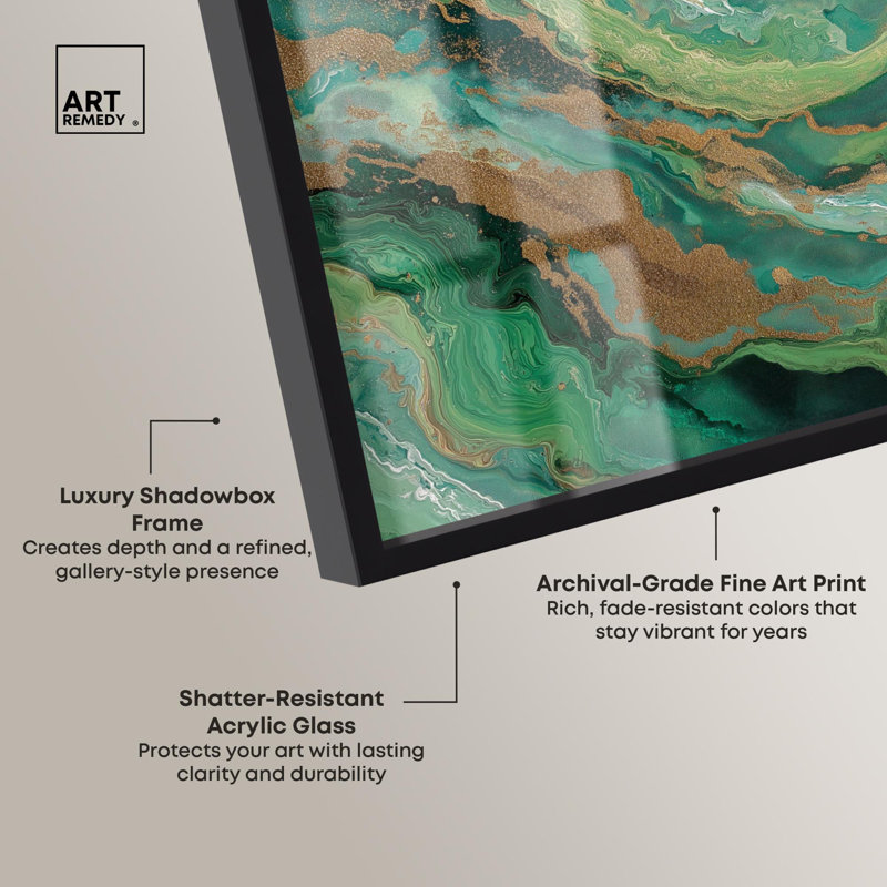 «Gateed Agate I Shadowbox Print» par Art Remedy, H 11 po x l 16 po, Noir