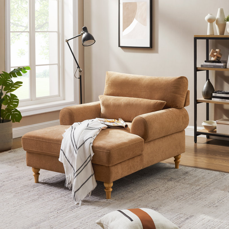 Chaise longue rembourrée avec dossier réglable Davene, Mélange de polyester cari